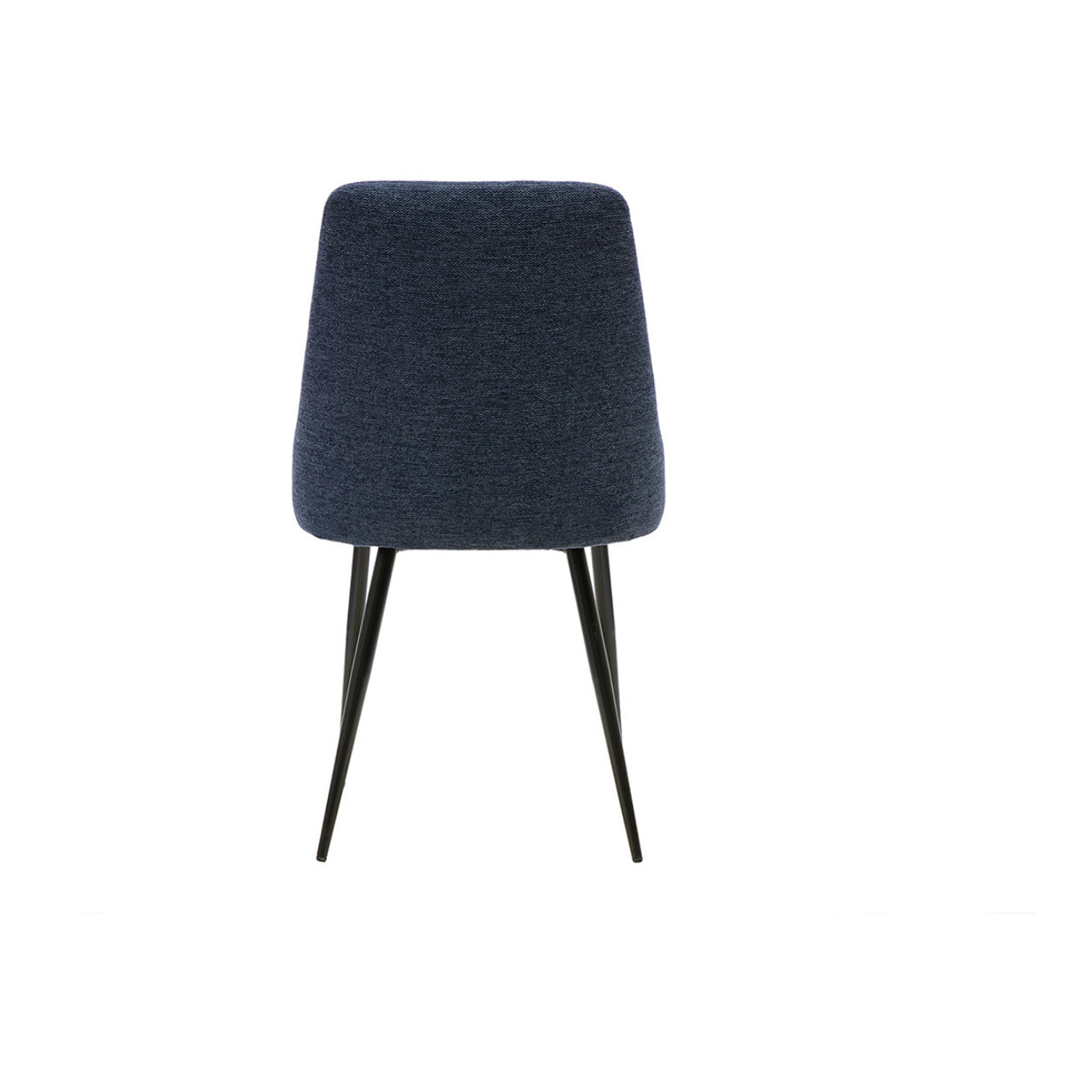 Chaises design en tissu effet velours texturé bleu foncé et métal noir (lot de 2) CULT