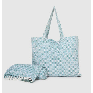 Pack bolso + toalla pareo walia agua marina