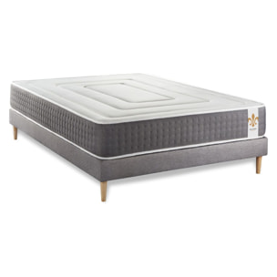 Ensemble Matelas Vingt-Six - 26cm - Ressorts ensachés et mémoire de forme - Soutien point par point - Sommier kit Gris