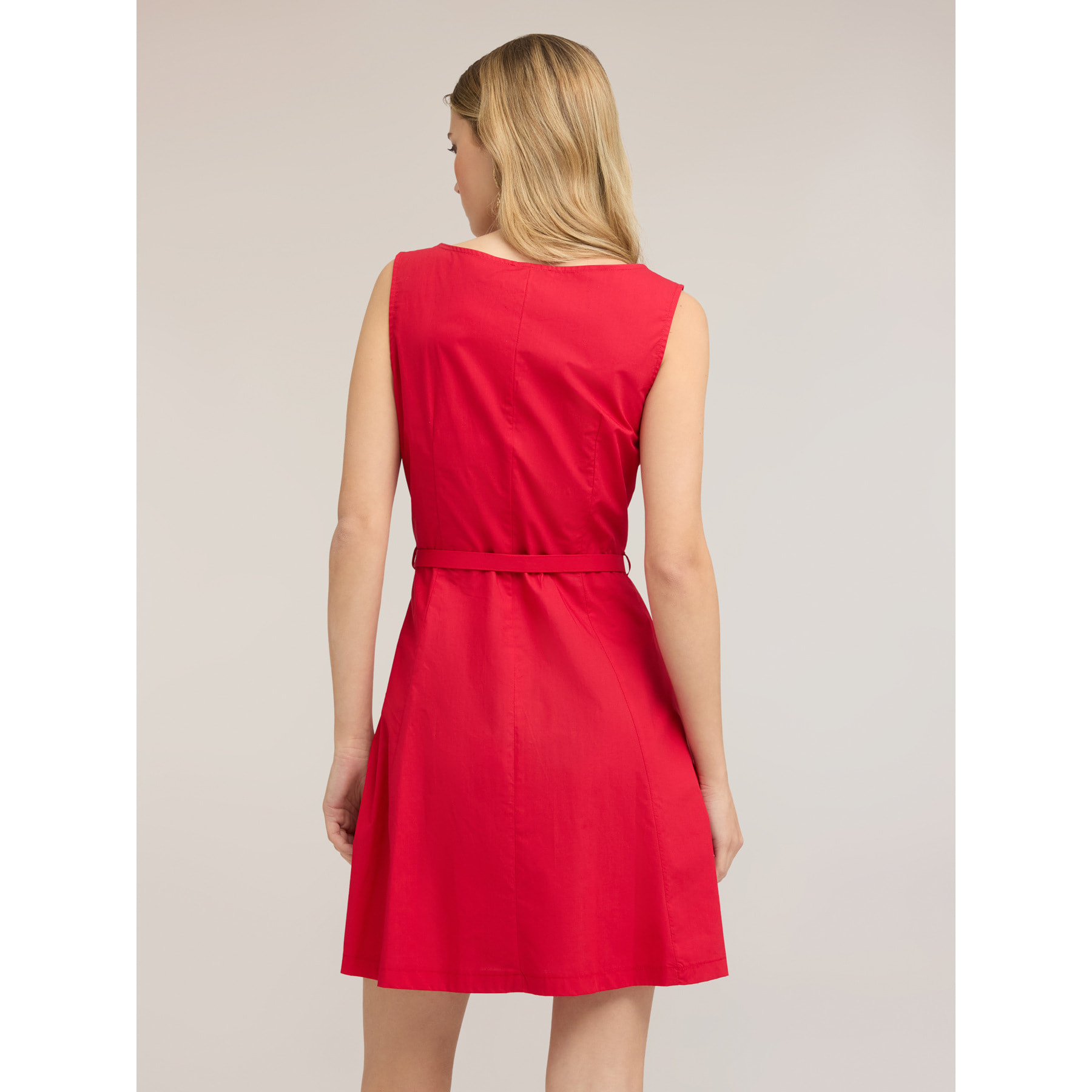 Motivi - Vestito corto in cotone con cintura - Rosso
