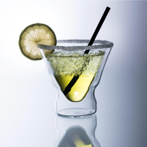 Juego de vasos de coctel de doble pared 230ml en vidrio borosilicato alta resistencia
