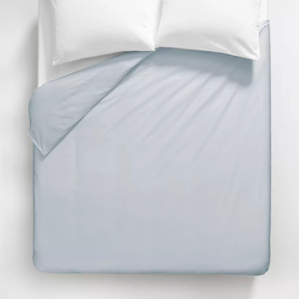 Housse de couette satin de coton uni gris Ava uni glacier
