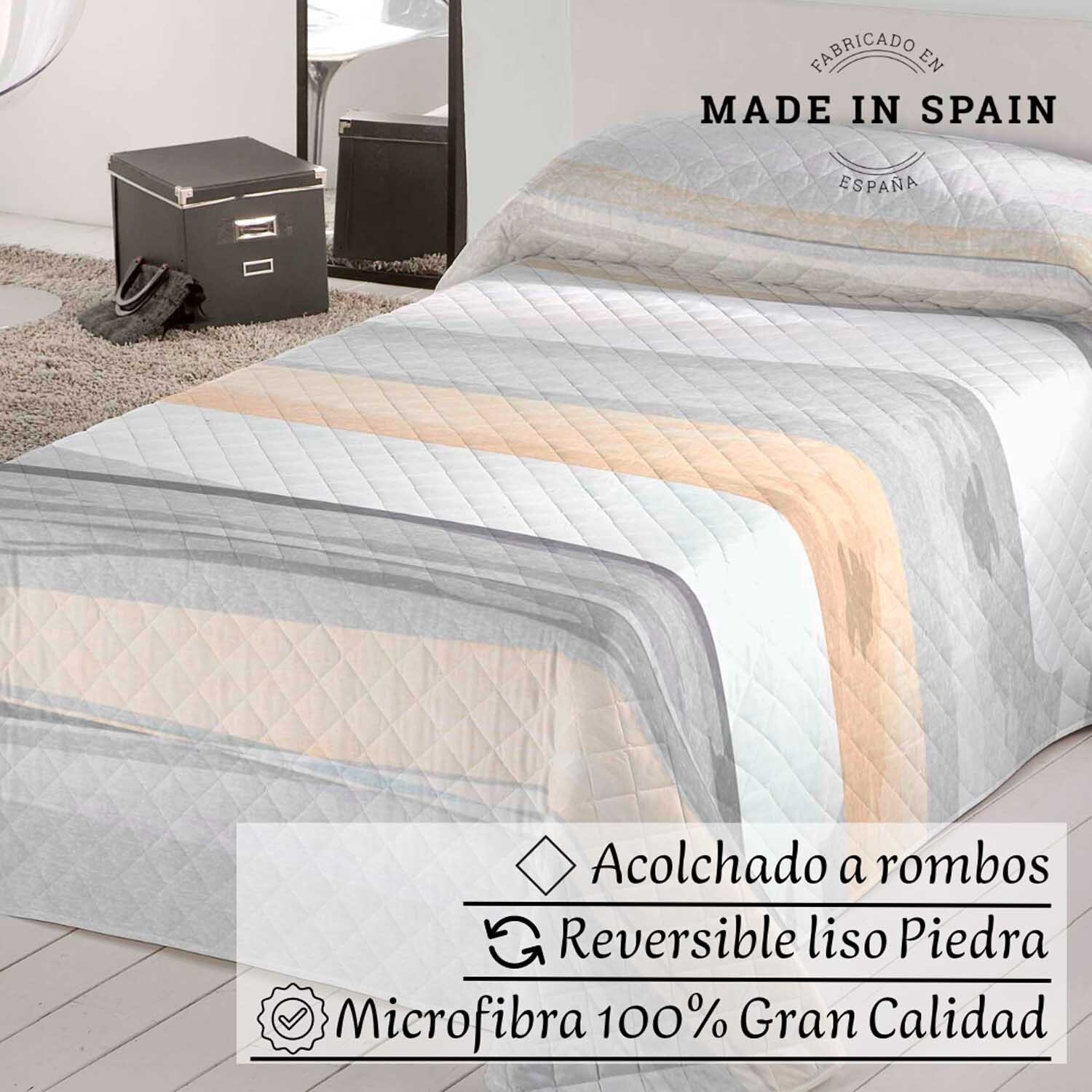 Icehome - Colcha Bouti Estampada - Reversible - 100% Poliéster - Microfibra - 70 gr/m² - Nobre Tierras