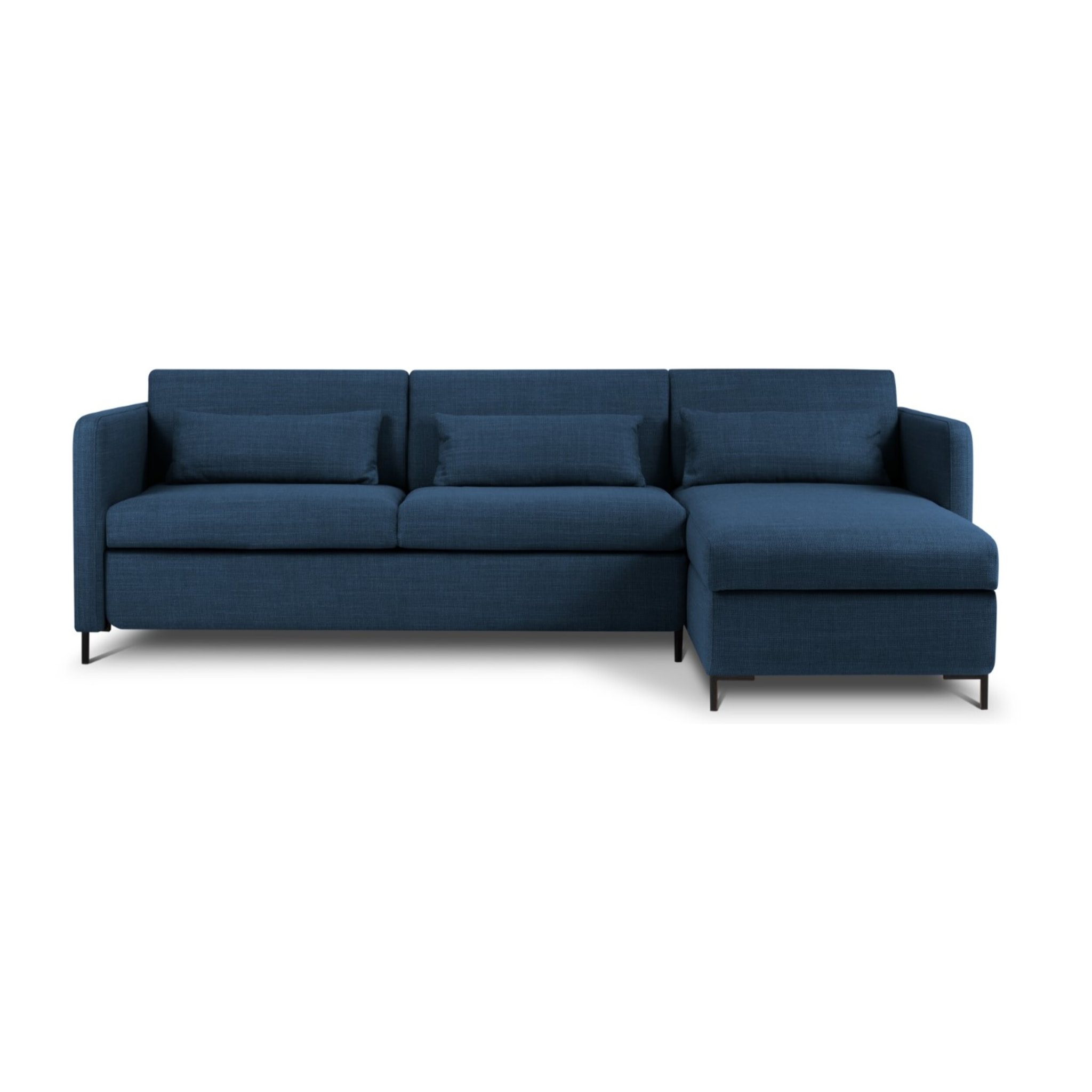 Canapé d'angle droit convertible avec coffre de rangement "Yanis" 4 places en tissu structurel bleu