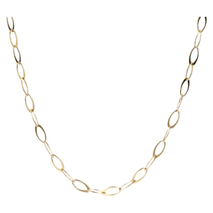 Collana Lunga in Argento 925 placcato Oro Giallo 18Kt con Maglie Marquise a Taglio Piatto