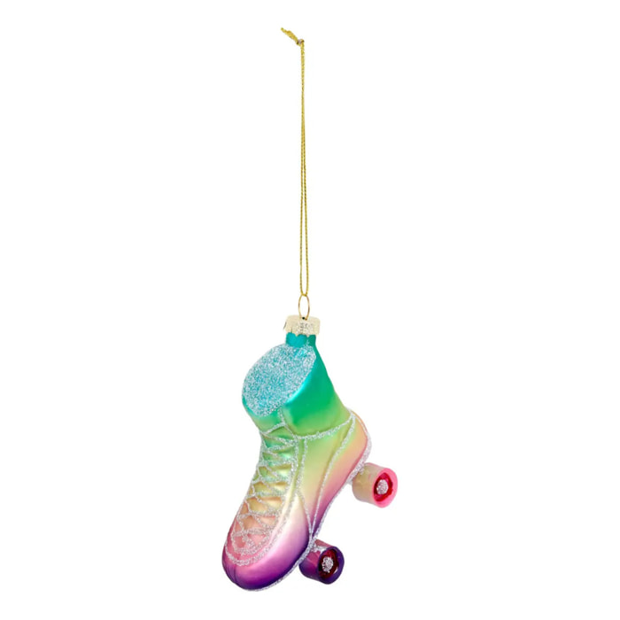 Suspension de sapin roller en verre multicolore 8 cm