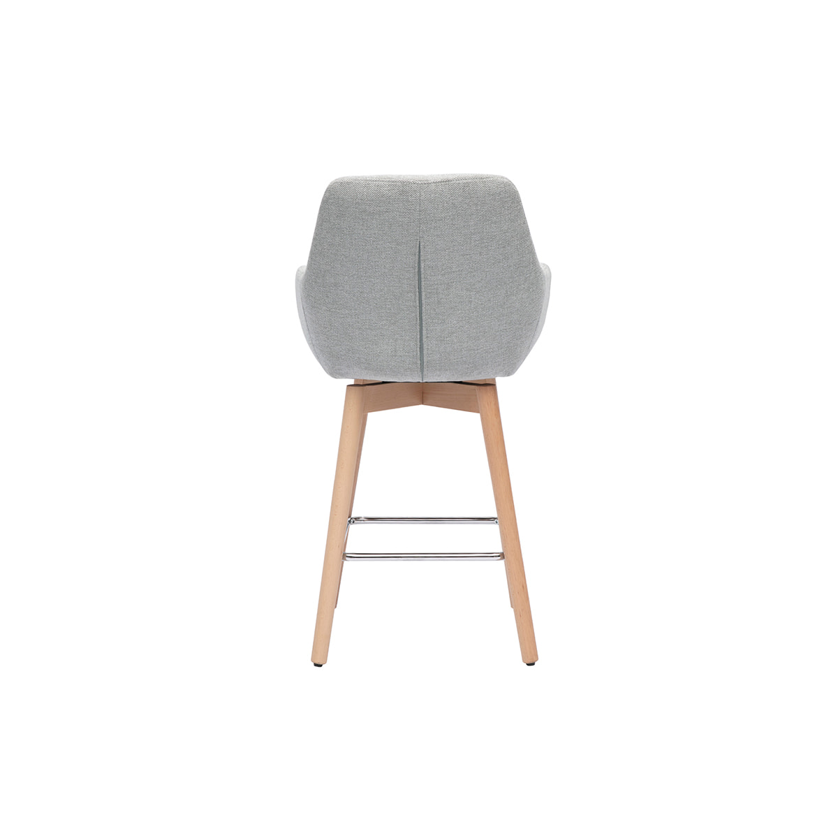 Tabourets de bar scandinaves pivotants 360° en tissu effet velours texturé gris clair et bois clair H65 cm (lot de 2) ALESS
