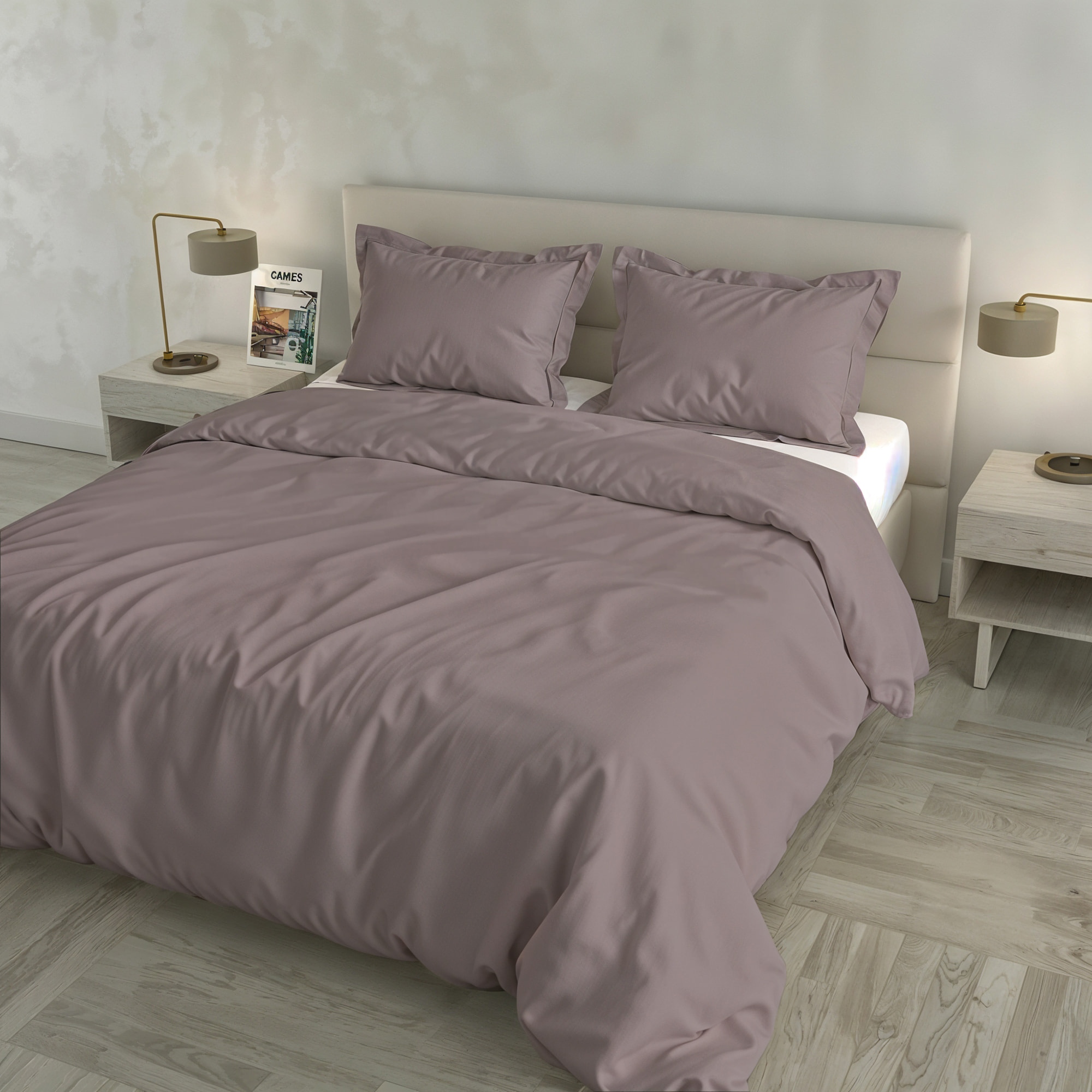 PARURE COPRIPIUMINO RASO CLOE, 100% Raso di Cotone, Made in Italy - ROSA ANTICO