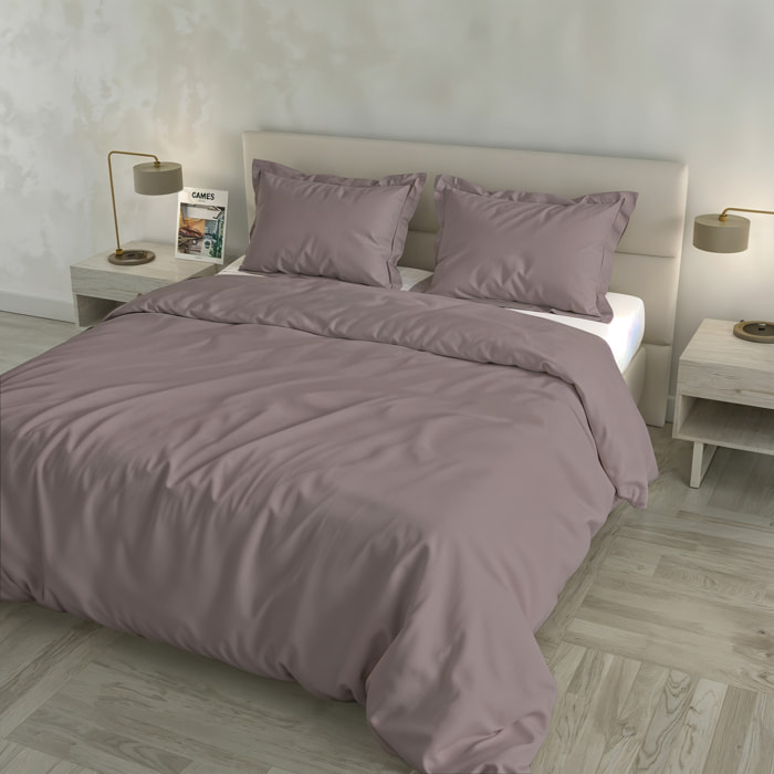 PARURE COPRIPIUMINO RASO CLOE, 100% Raso di Cotone, Made in Italy - ROSA ANTICO