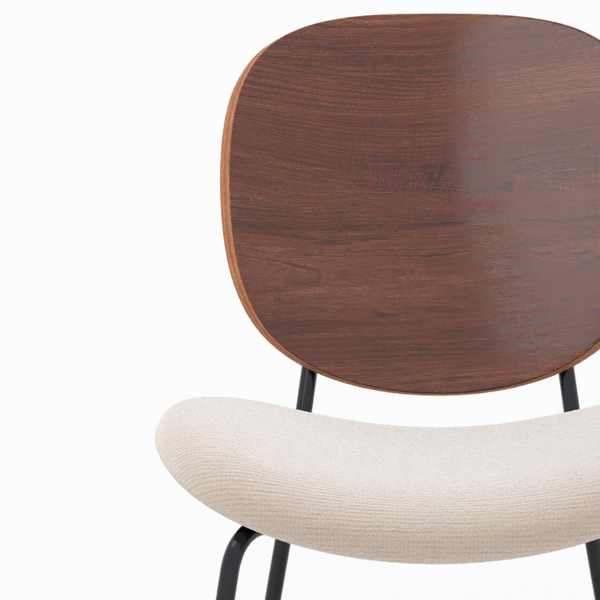 Lot de 2 chaises en tissu beige chiné et bois - Simone