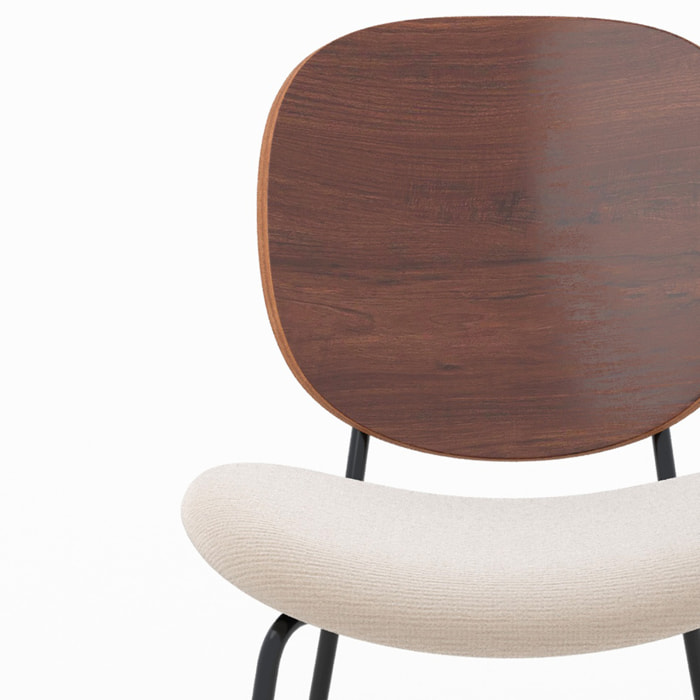 Lot de 2 chaises en tissu beige chiné et bois - Simone
