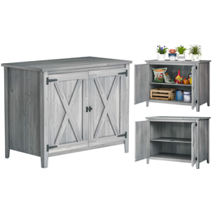 Armoire de jardin en bois 2 portes étagère 110 x 60 x 88 cm gris