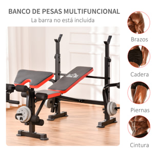 Banco de Pesas Multifuncional Banco de Musculación con Respaldo Ajustable Soporte de Barras Extensión de Piernas Almohadilla de Predicador Mariposa Entrenamiento en Gimnasio Oficina Negro