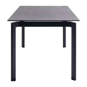 Table à manger extensible en céramique noire et métal L180-240 cm CARA