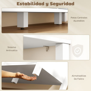 Mueble de TV Moderno, Mesa TV para Salón con 3 Cajones y 3 Estantes Abiertos, para Televisión 43-55 Pulgadas, 120x39,5x50 cm, Blanco