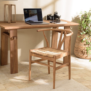 SIXTINE - Chaise marron en bois de teck recyclé dossier arrondi