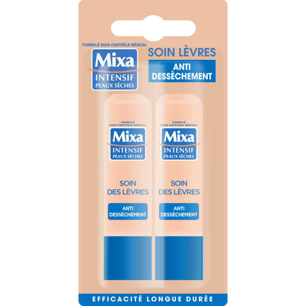 Mixa Intensif Peaux Sèches Soin lèvres Anti-dessèchement lot de 2