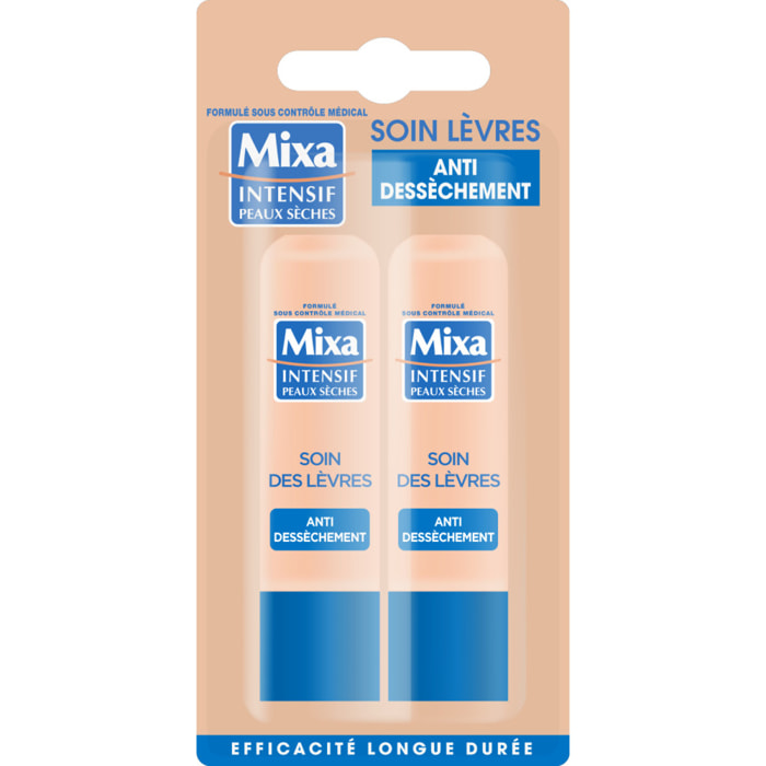 Mixa Intensif Peaux Sèches Soin lèvres Anti-dessèchement lot de 2