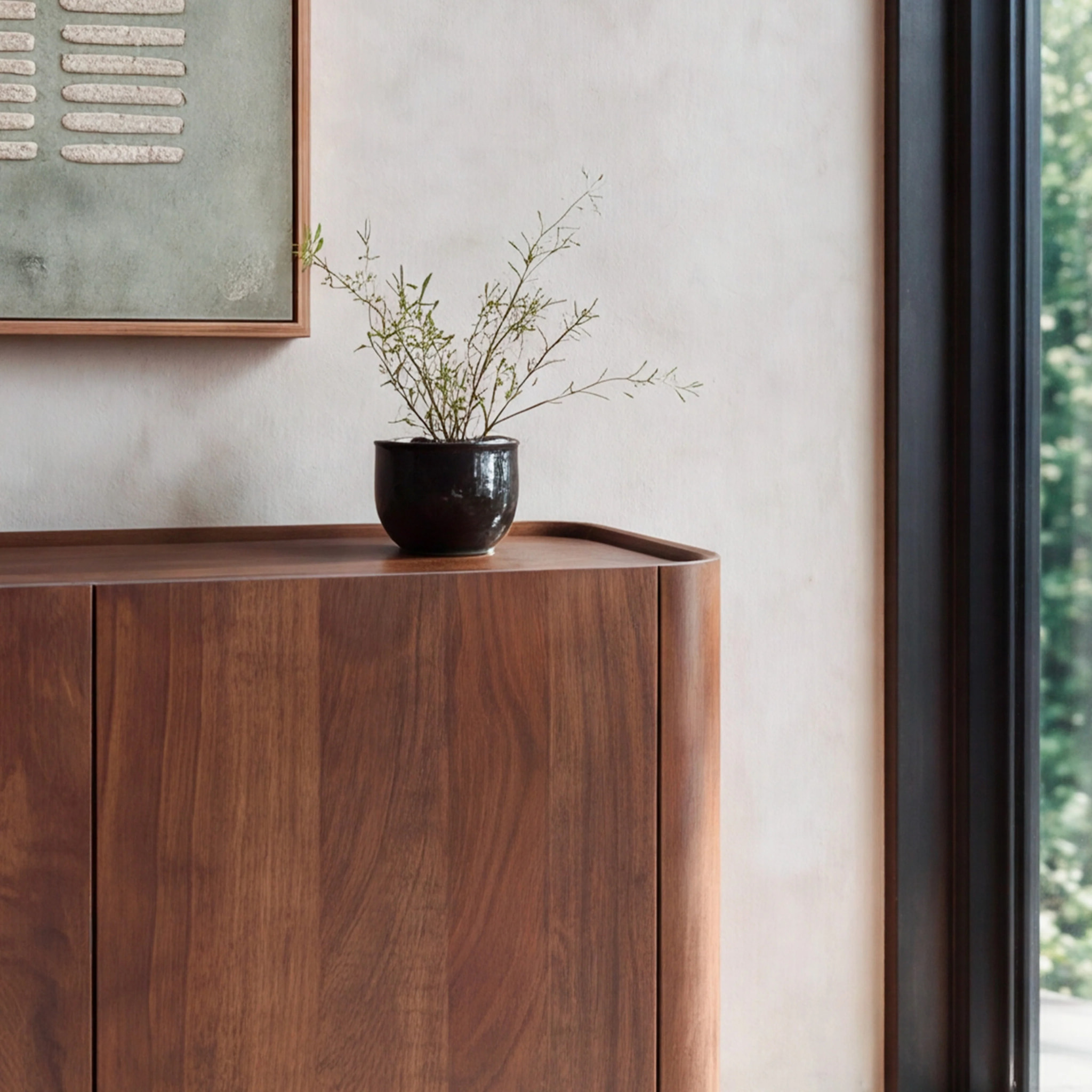 Buffet en bois de manguier finition noyer - Aldo