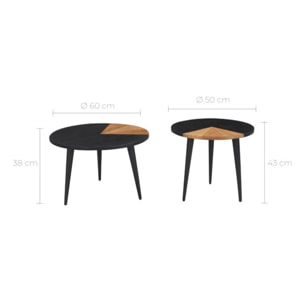 Set de 2 tables basses rondes en bois d'acacia - Binôme