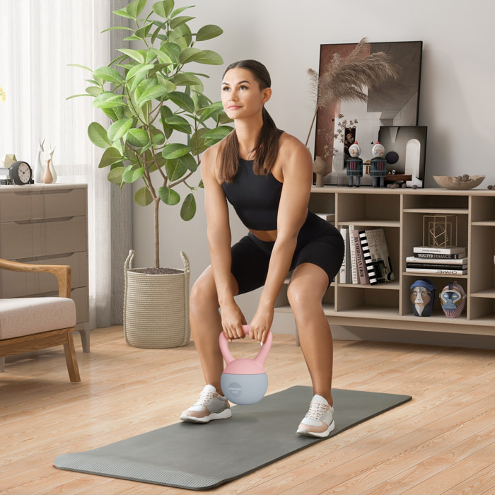 Kettlebell 6 Kg - prise ergonomique - entraînement musculaire & haltérophilie - PVC rose