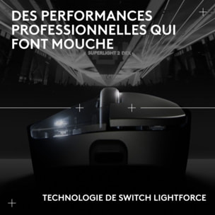 Souris Gamer Sans Fil LOGITECH PRO X SUPERLIGHT 2 DEX LIGHTSPEED Noir