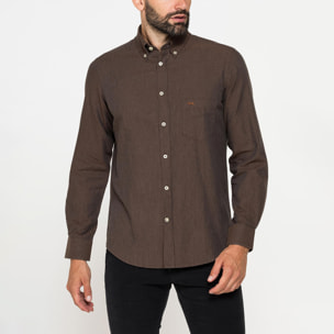 CAMICIA DI FLANELLA IN COLORI TINTA UNITA CON TASCHINO