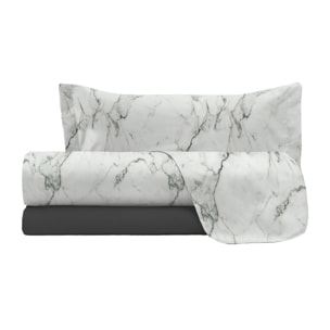 COMPLETO LETTO FASHION, 100% Microfibra, No Stiro - MARBLE