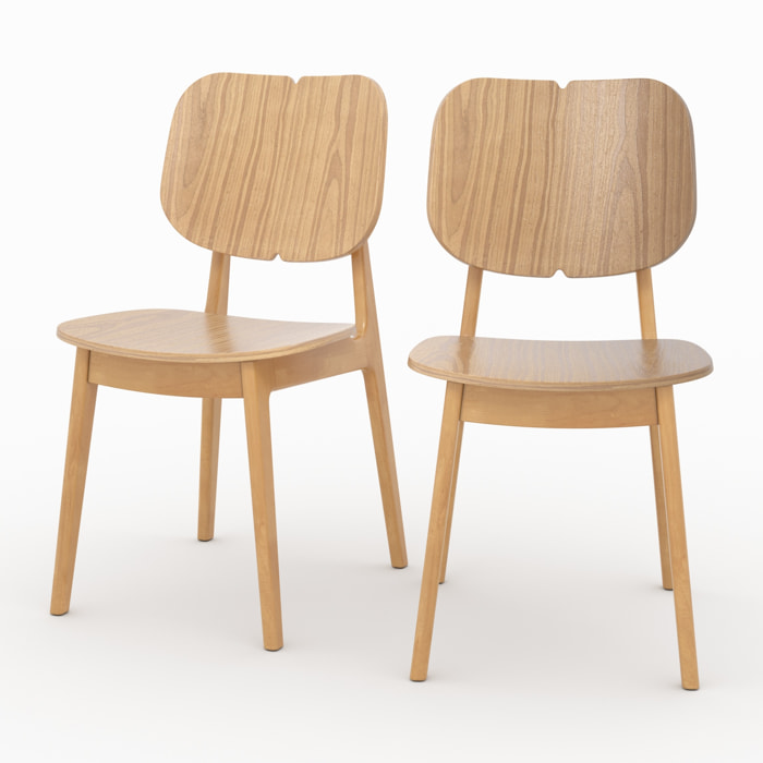 Lot de 2 chaises en bois clair - Clyde
