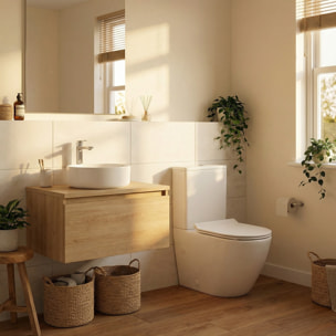 PixL WC à poser sans bride + abattant SoftClose + réservoir de chasse, alimentation par le bas, blanc brillant (CEPX030RREXVPBI)