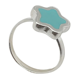 Conjunto Colors Flor Pulsera y anillo plata 10µ Azul celeste