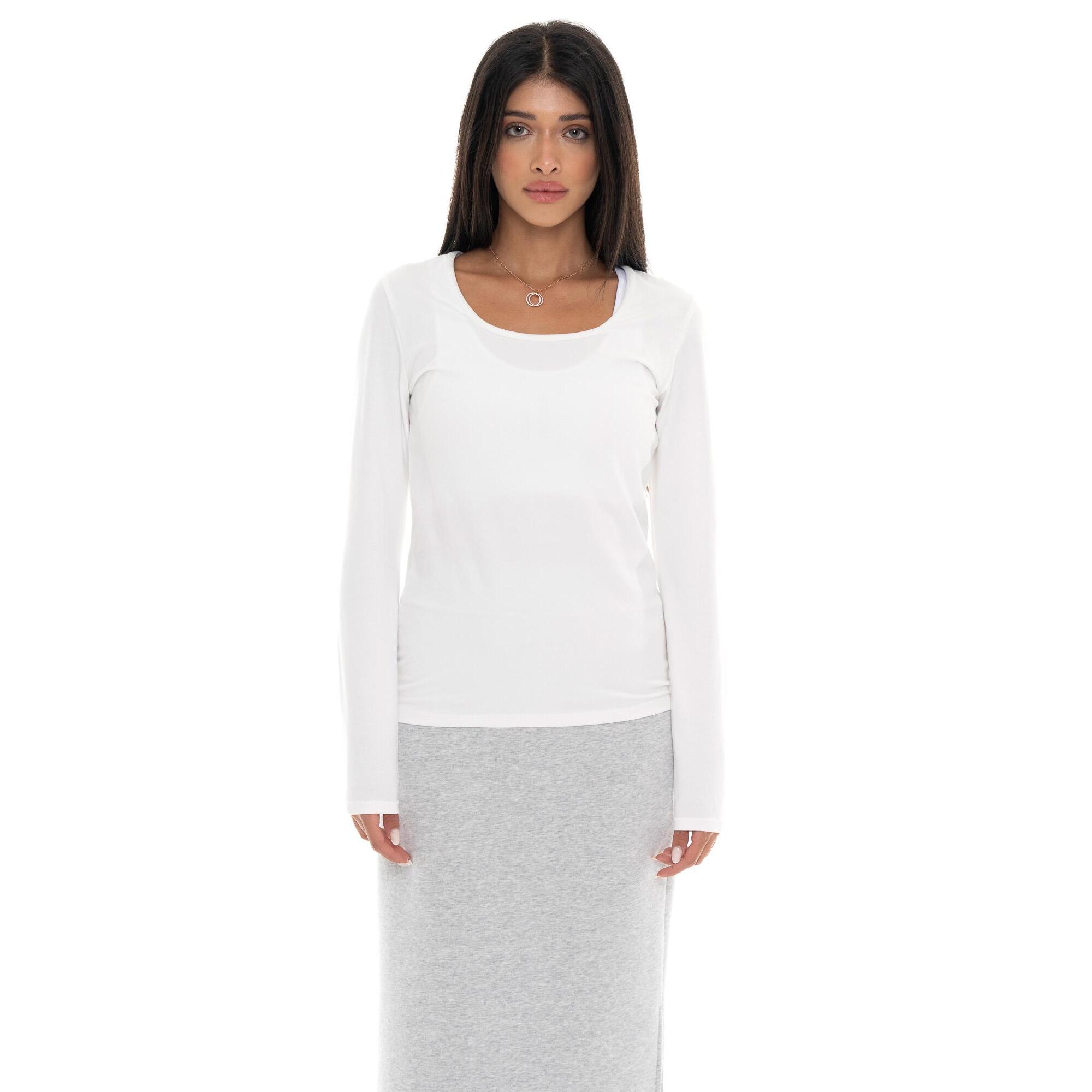 T-shirt donna a manica lunga con placchetta Leone 1947 Never Without