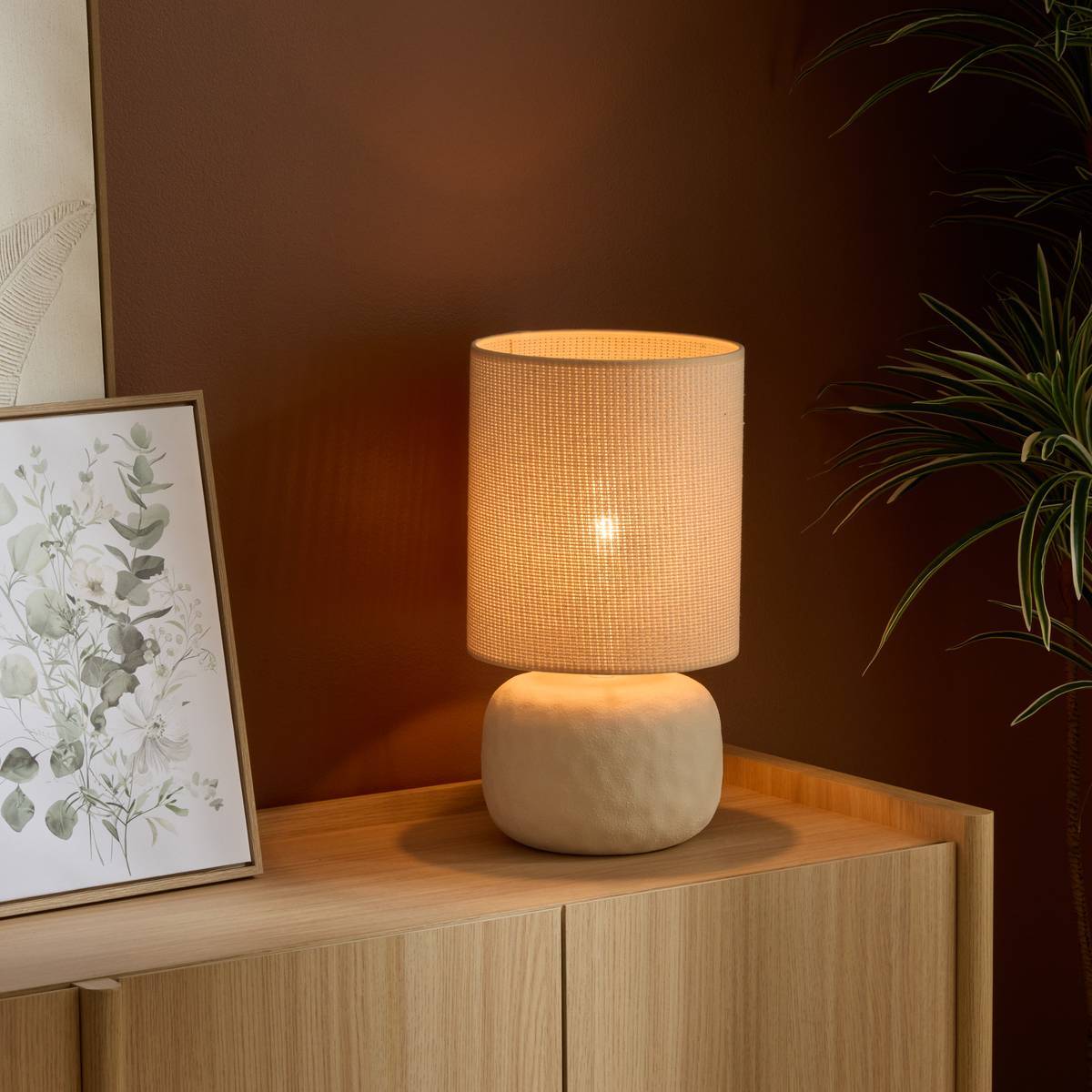 Lampe Obine cylindrique H.42cm beige