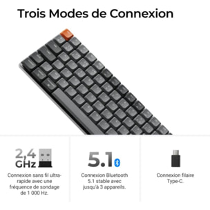Clavier gamer sans fil KEYCHRON K3 Max QMK/VIA Wireless