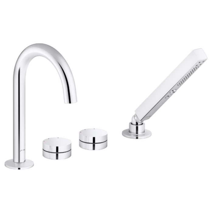 Mitigeur baignoire mécanique sur gorge Grands Boulevards chromé + pommeau de douche 2 jets + corps encastré