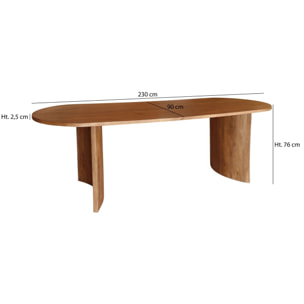 TABLE OVALE EN BOIS DE MANGUIER 230X90X76CM LIMA