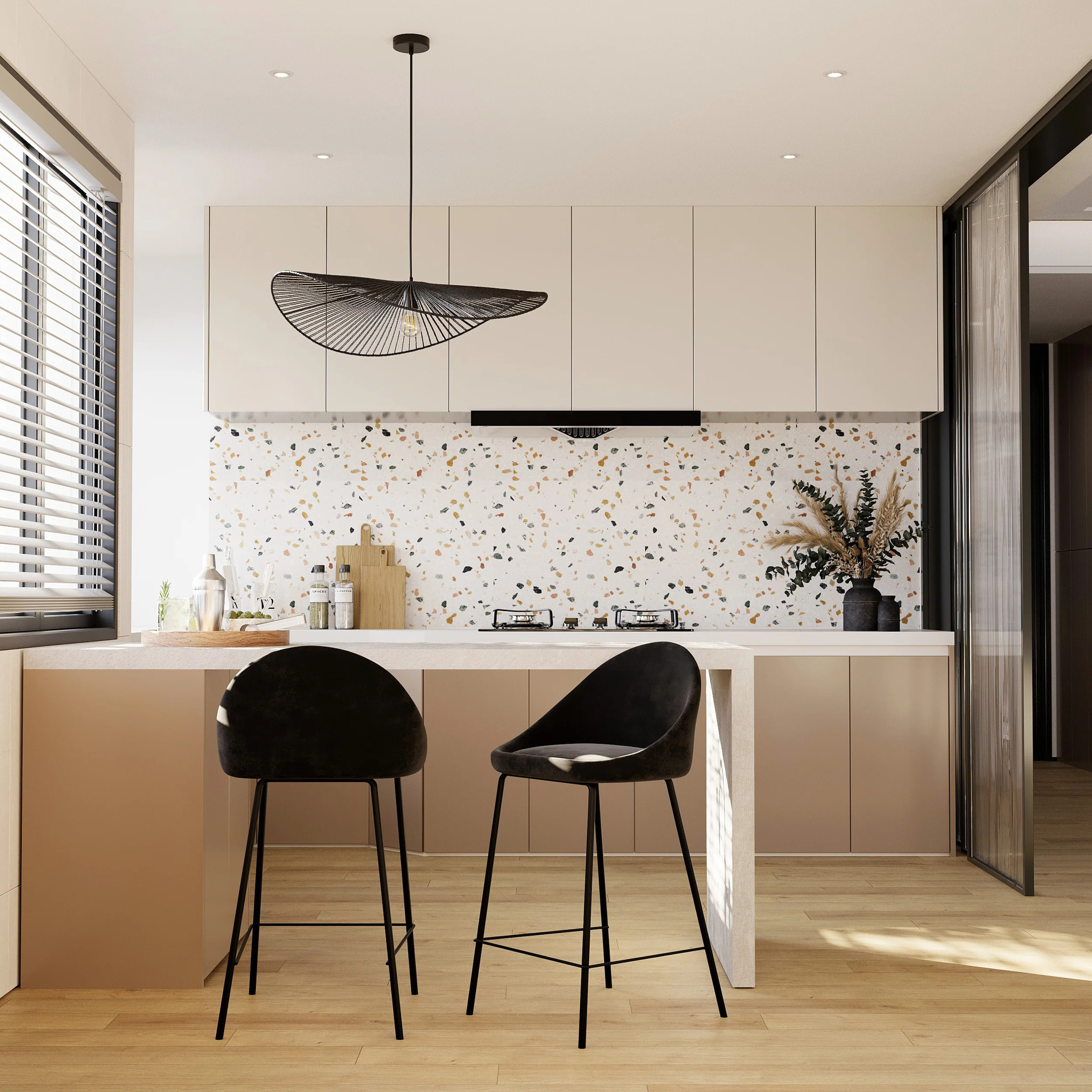 Suspension noire en papier de corde 75 cm - Mada