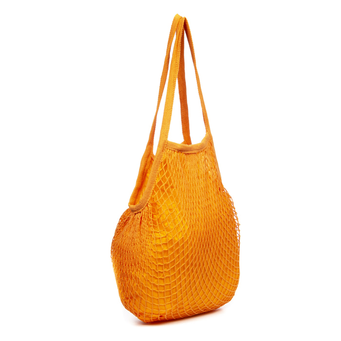 IRIA QUINTANA Borsa a spalla Forliana da Donna. Tessuto In Cotone All'uncinetto Nylon 36x10x41 Cm. Arancia