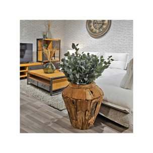 Vase décoratif bois de teck massif H. 59 cm artisanale - VIENNE