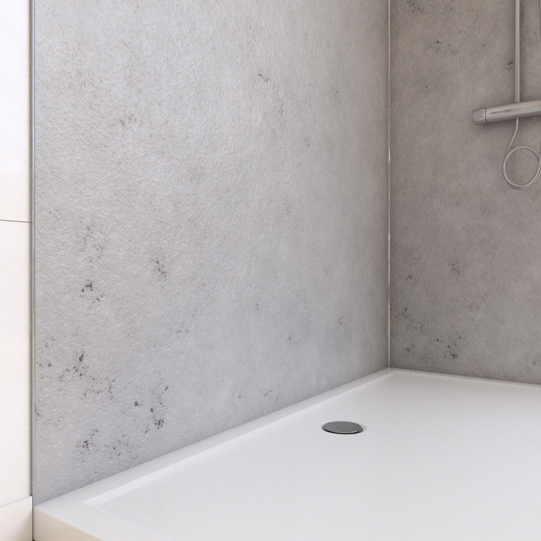 Pack de 2 Panneaux Muraux Pierre Light Grey 90+120x210 cm avec Profilés ANODISE BRILLANT - STONE'IT