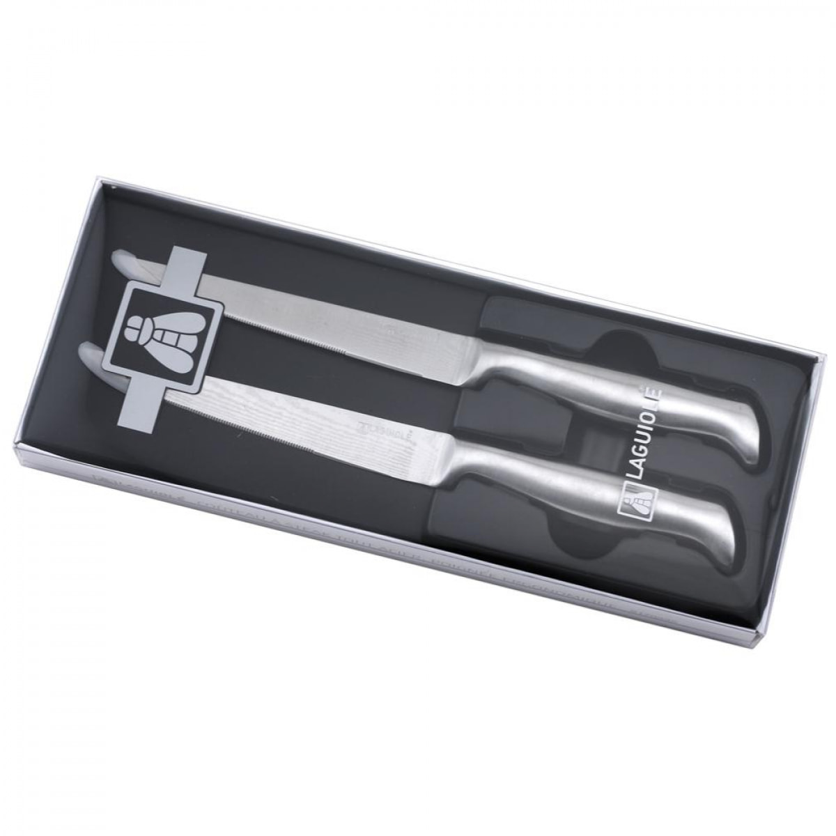 2 couteaux à steak argent 25cm - "nouvelle vague