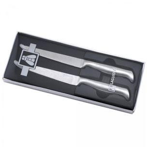 2 couteaux à steak argent 25cm - "nouvelle vague
