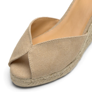 Alpargatas de mujer Bianca en algodón acabado lavado, cierre mediante lazada