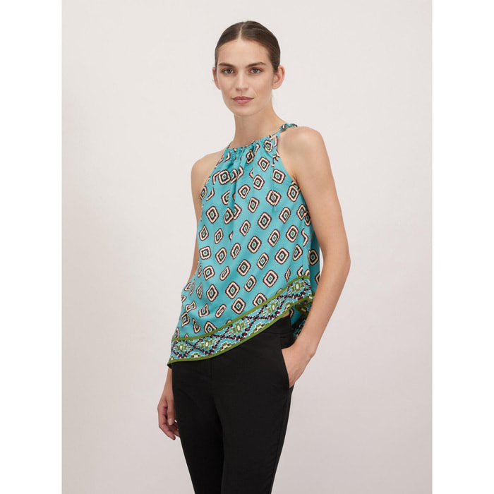 Motivi - Top a foulard fantasia etnica - Verde acqua