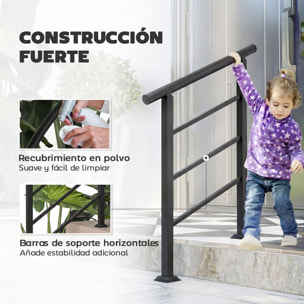 Barandilla de Escalera, 95 cm, Pasamanos para Escalera con Kit de Instalación, Ángulo Ajustable para 1-3 Escalones, para Porches, Madera y Concreto, para Exterior, Terraza, Patio, Negro