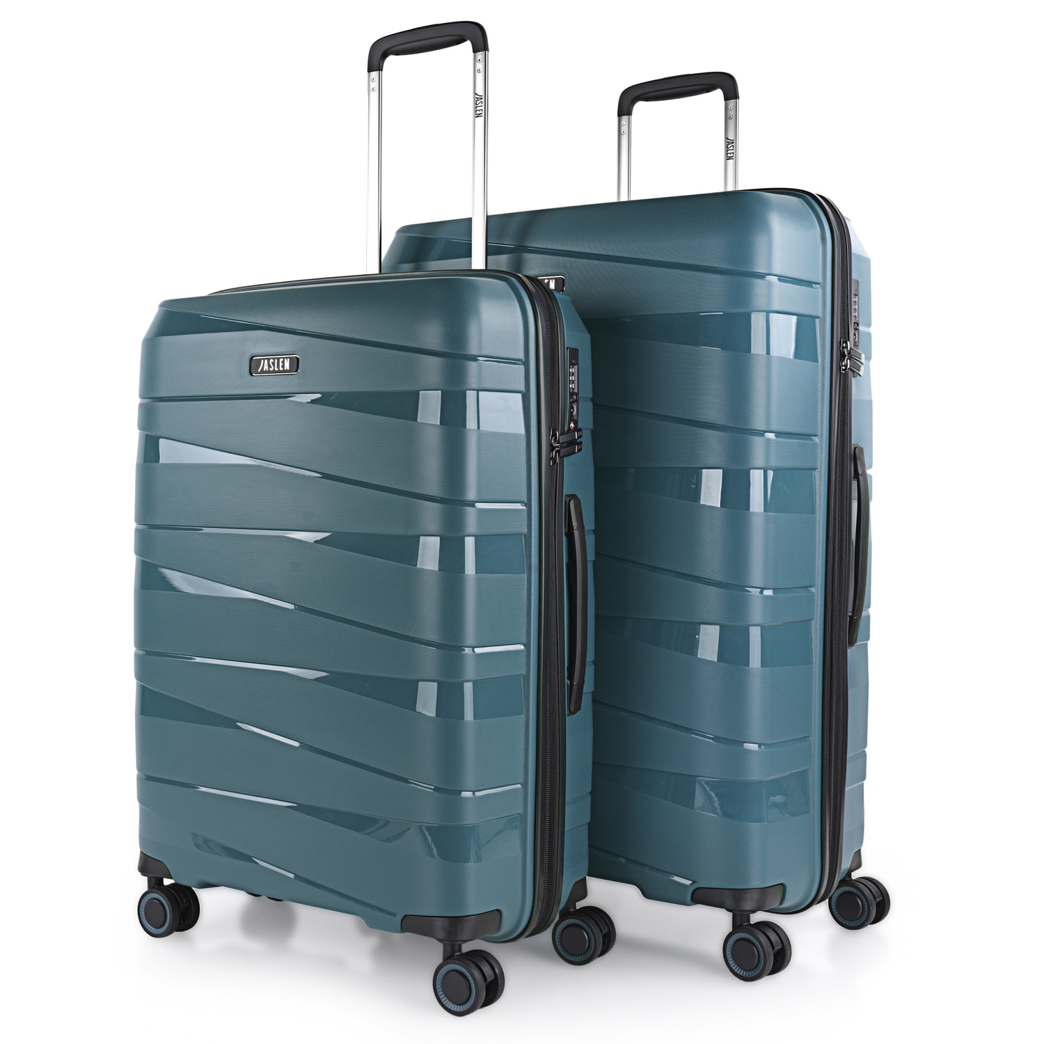 Juego De Maletas Rígidas Pp Jaslen Stuttgart Azul Metalico