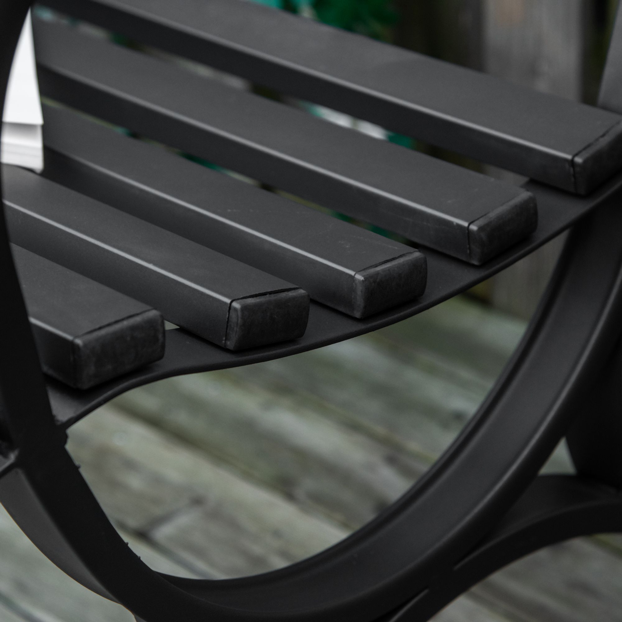 Banco de Jardín de 2 Plazas con Respaldo y Reposabrazos Estilo Vintage para Terraza Balcón Patio Exterior Carga 240 kg Hierro Fundido y Acero 128x58,5x85 cm Negro