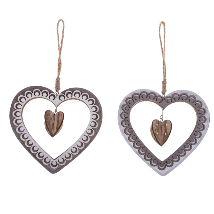 Cuore Da Appendere. Altezza 14 Cm - Pezzi 6 - 14X14X2cm - Colore: Incolore - Bianchi Dino - Cuori Rattan E In Vari Materiali