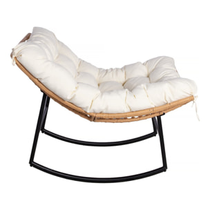 Fauteuil à bascule papasan avec coussin intérieur/extérieur "Papaya" - Beige