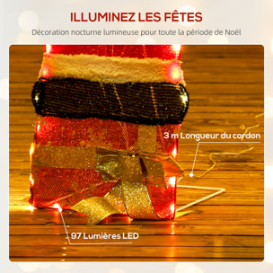 Père Noël lumineux H.93cm - 97 LEDs blanc chaud - décoration de Noël extérieure norme IP44